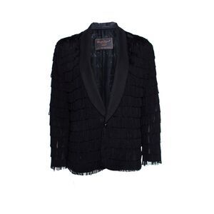 Undercover, semi-transparent jacket with fringes.